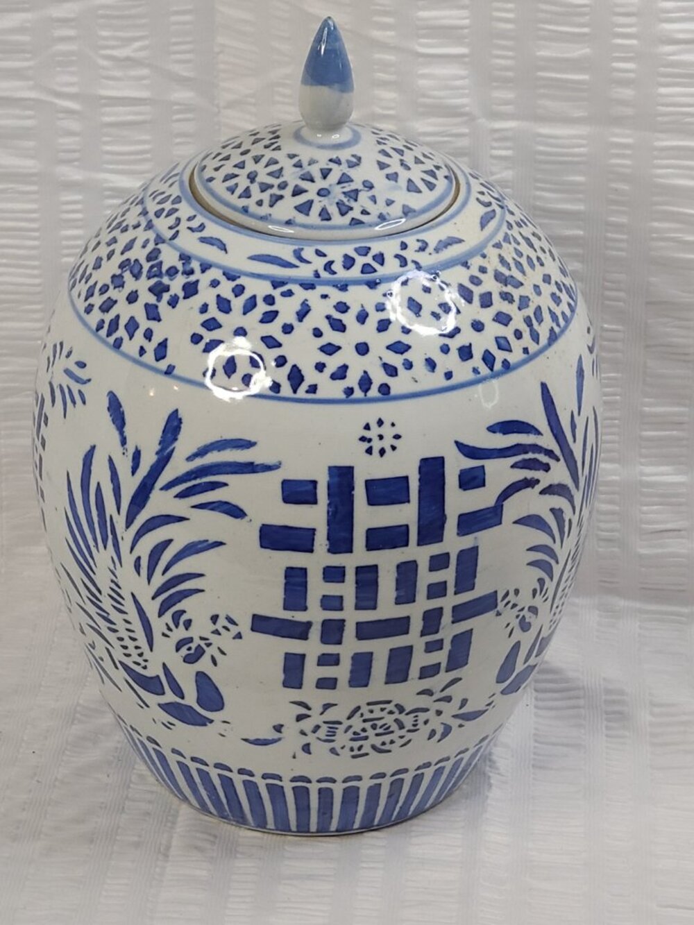 Vintage Chinese Ginger Jar Blue and White Double Happiness Phoenix 11" - Picture 4 of 11
